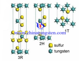 Tres tipos de estructura de disulfuro de tungsteno