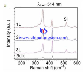 tungsten disulfide raman spectrum with varying layers